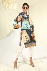 DC-0275 BLUE EMBROIDERED KURTA